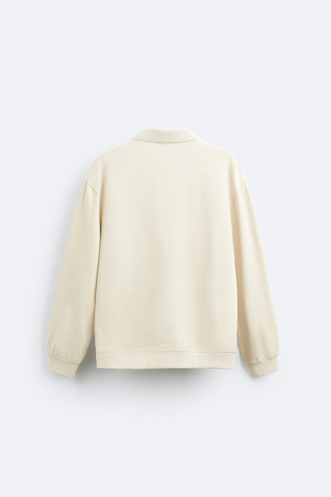 Beige Polo Collar Knit Pullover