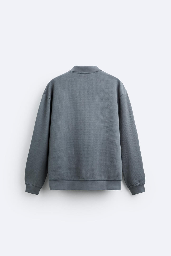 Beige Polo Collar Knit Pullover
