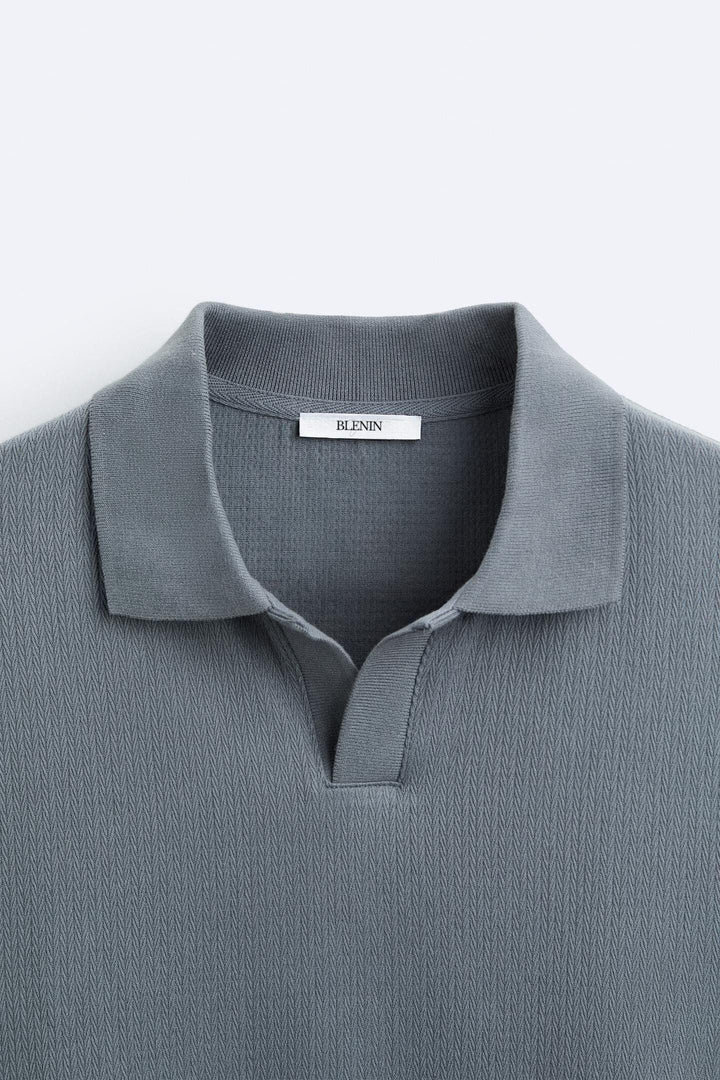 Beige Polo Collar Knit Pullover