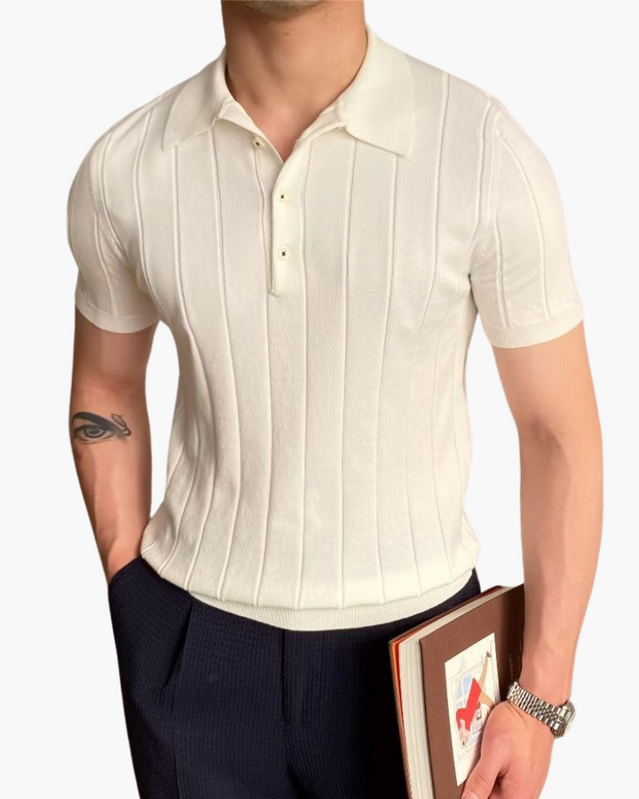 Ian Ribbed Knit Polo Shirt