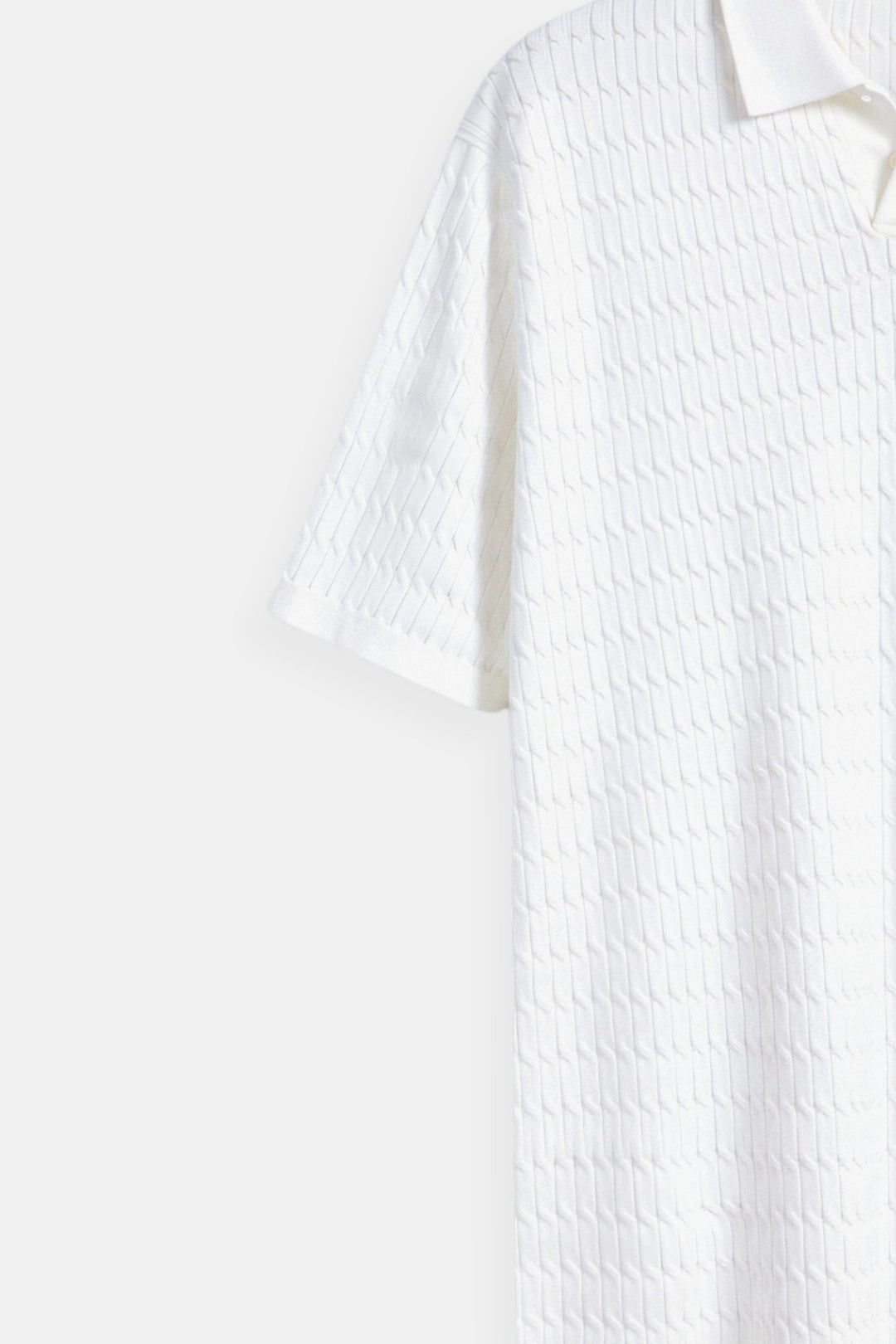 Ivory Textured Knit Polo Shirt