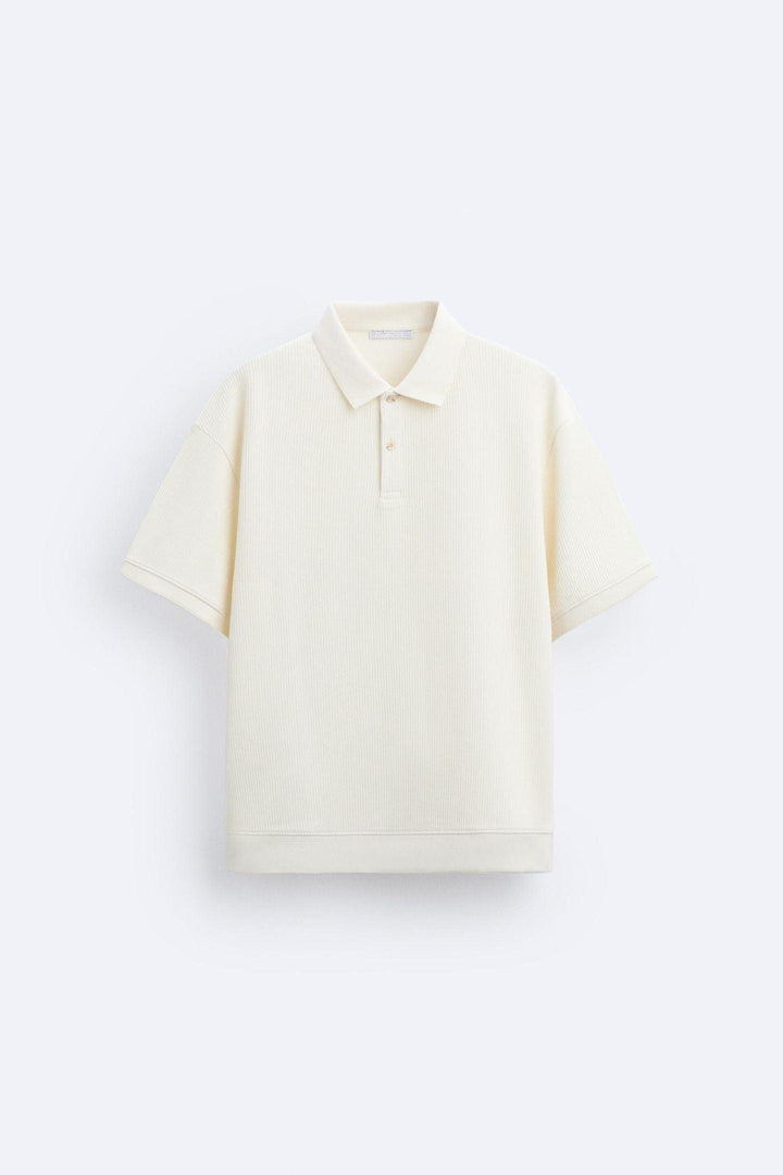 Cream White Short Sleeve Polo