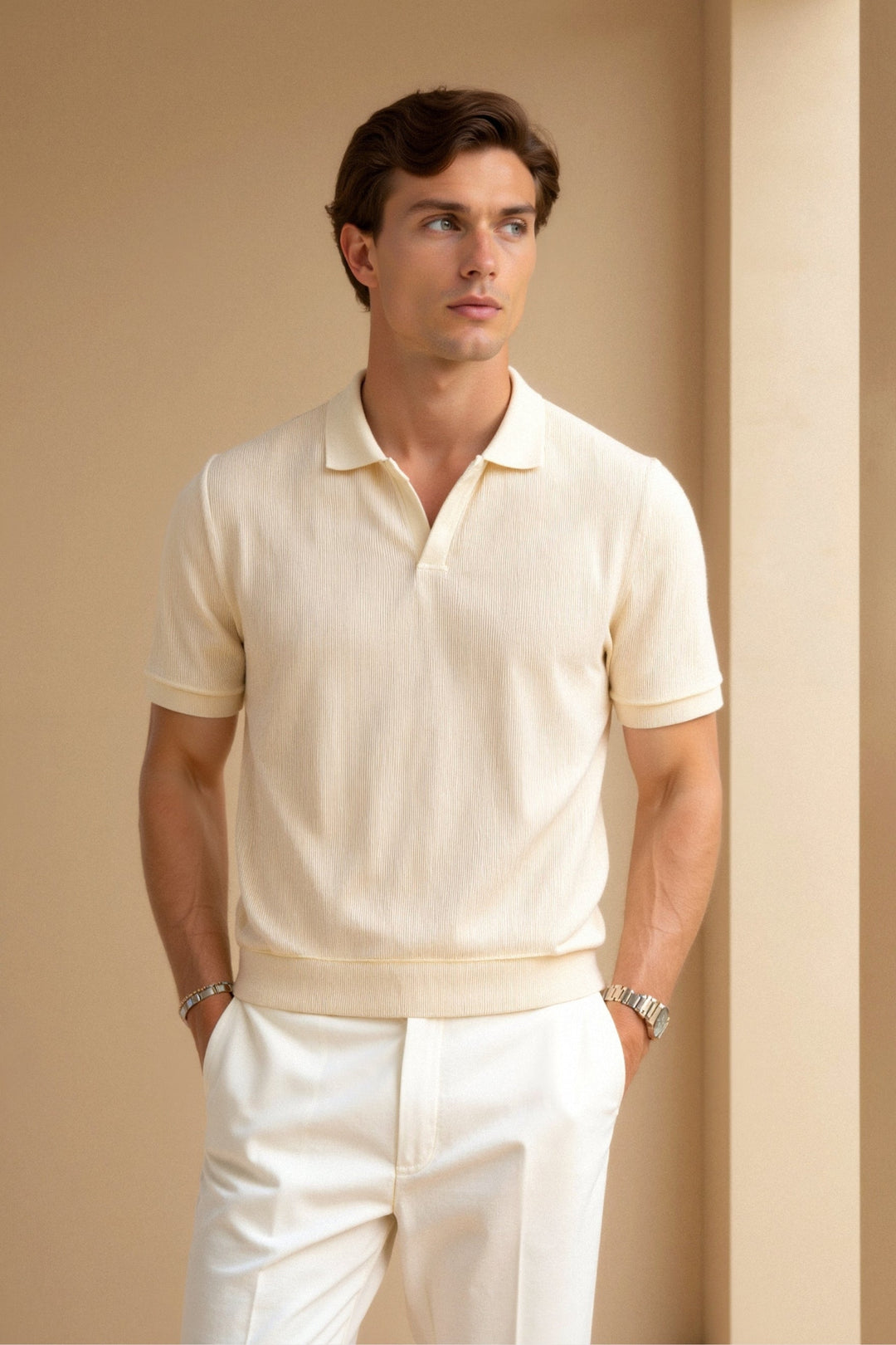 Beige Polo Shirt for Gentle Moments