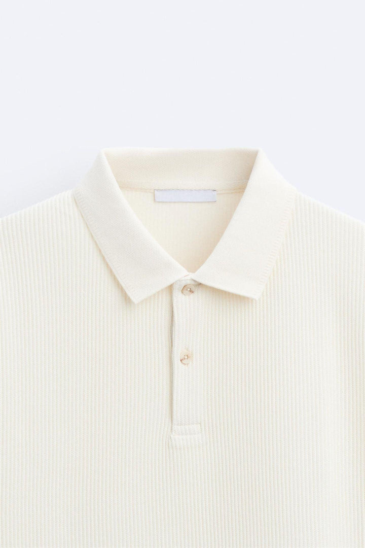 Cream White Short Sleeve Polo