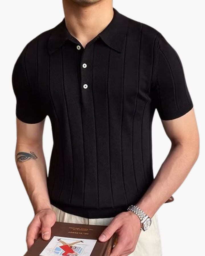 Ian Ribbed Knit Polo Shirt