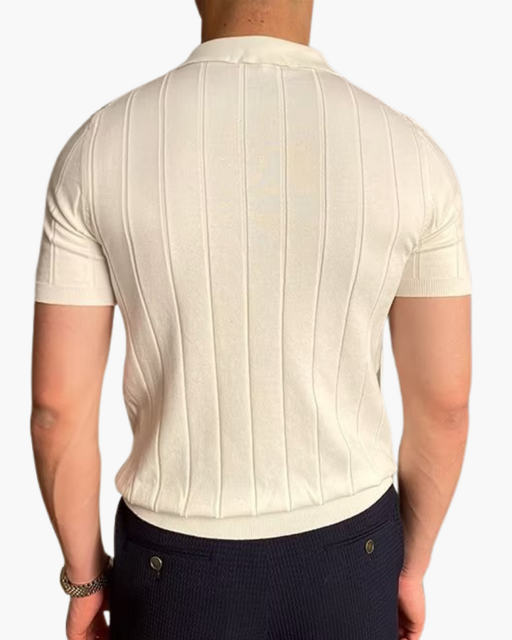 Ian Ribbed Knit Polo Shirt