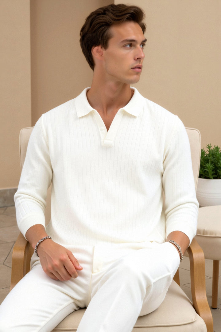 Whispered Knit Polo in Ivory