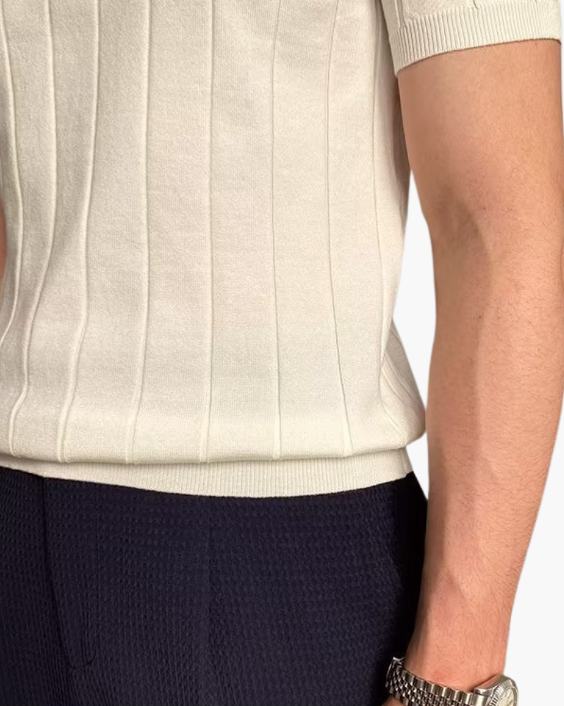 Ian Ribbed Knit Polo Shirt