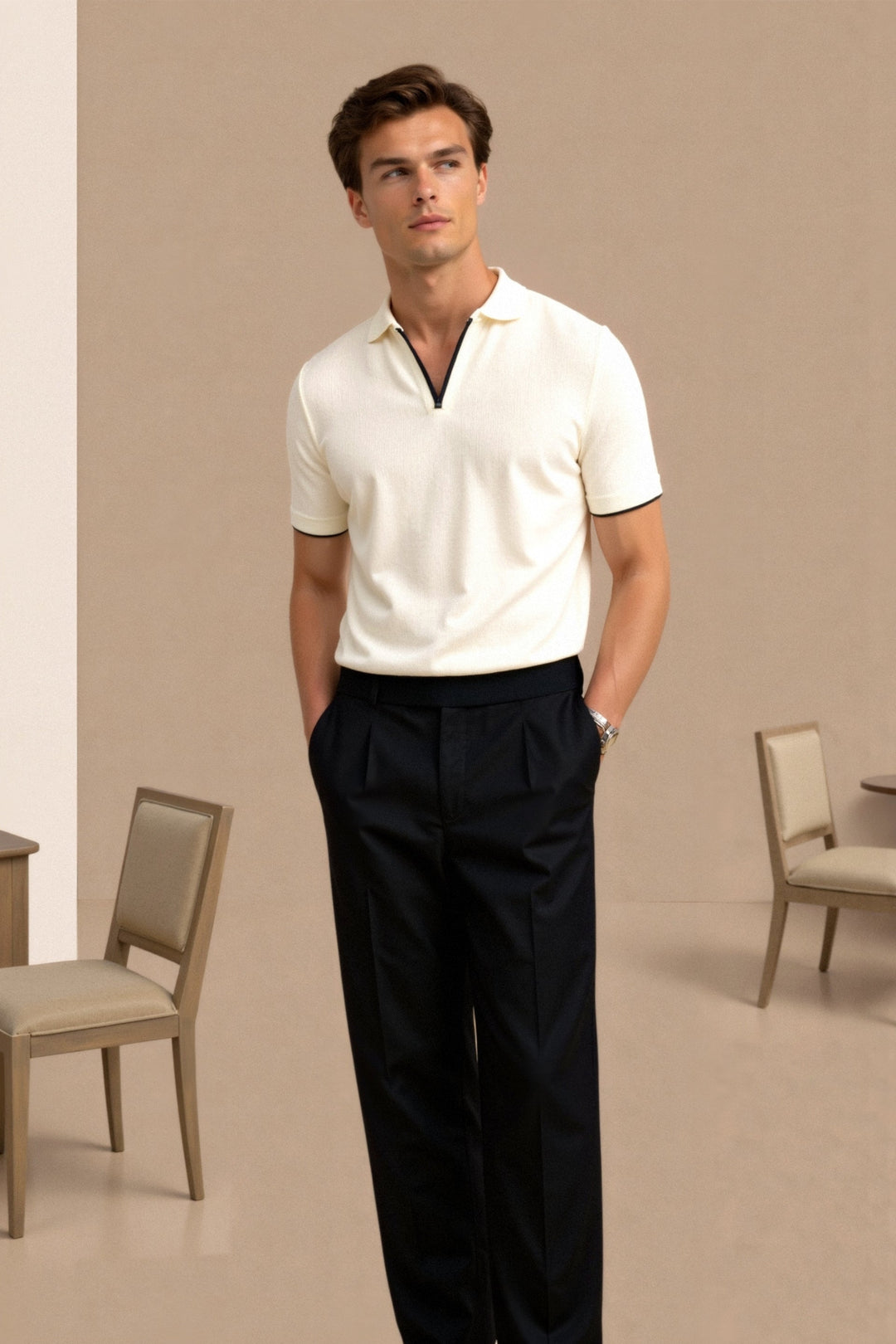 Contrast Detail Polo for Him