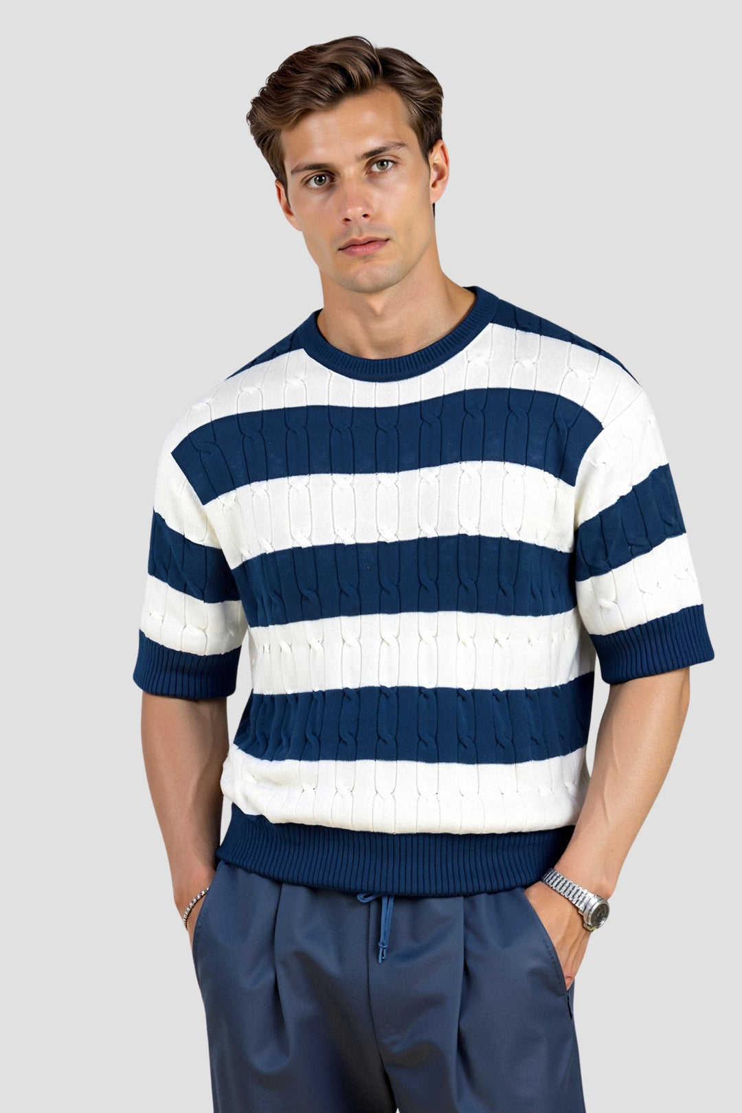 Striped Heritage Short Sleeve Sweater