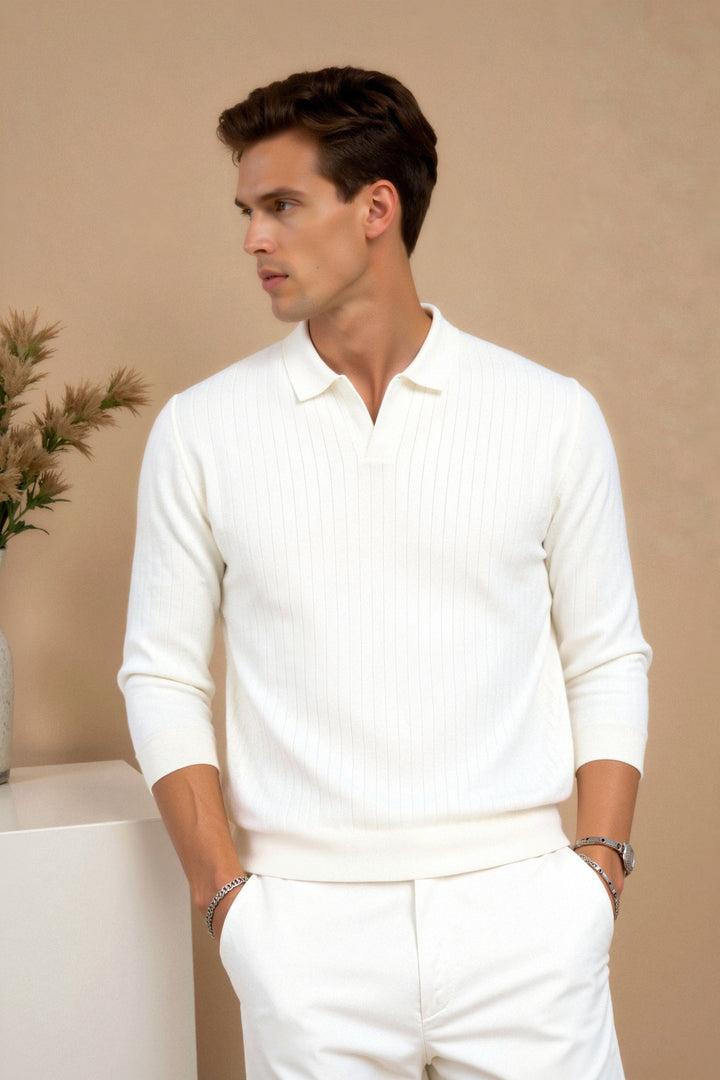 Whispered Knit Polo in Ivory