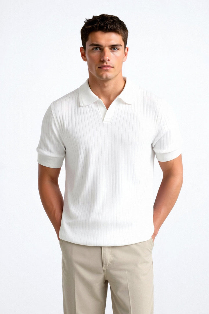 Ribbed Polo Shirt in Classic Cotton