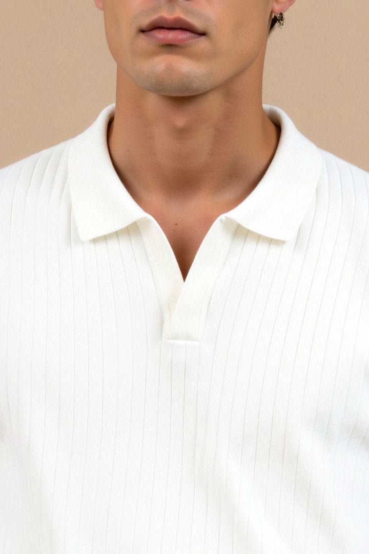 Whispered Knit Polo in Ivory