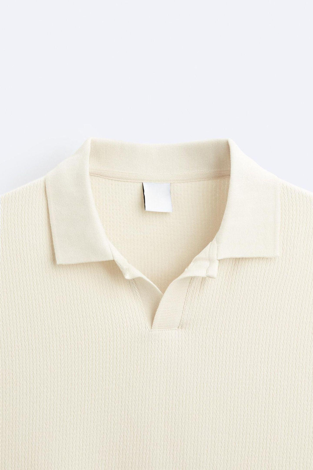 Beige Polo Collar Knit Pullover