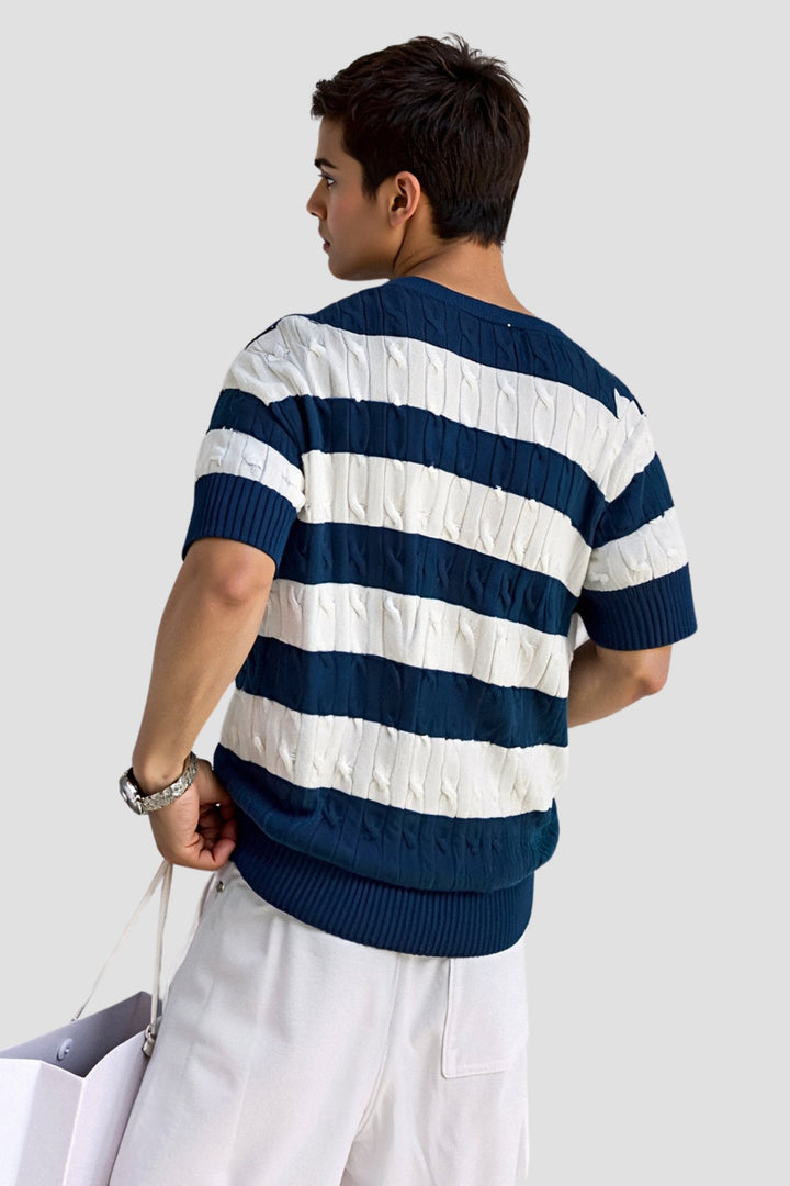Striped Heritage Short Sleeve Sweater