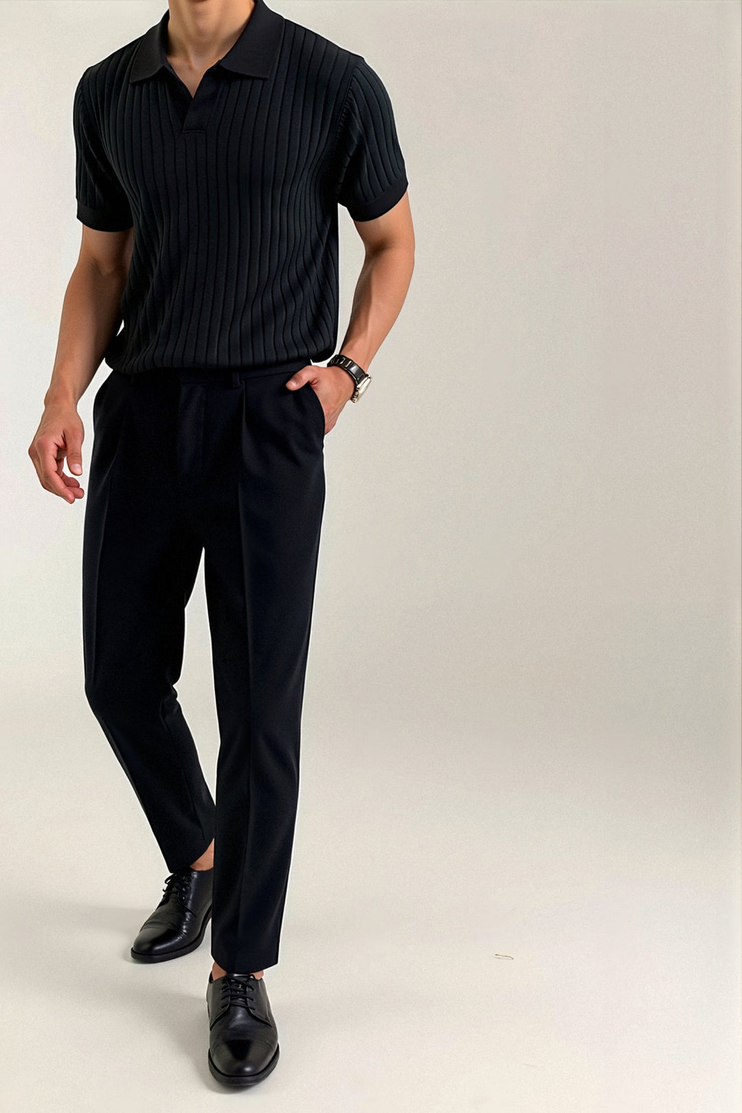 Ribbed Polo Shirt in Classic Cotton