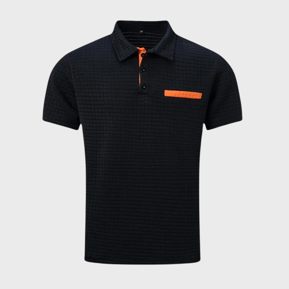 Liam Waffle Polo in Contrast