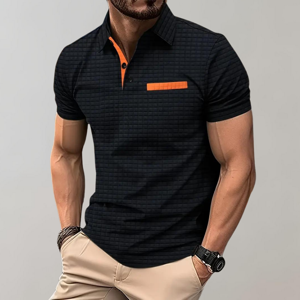 Liam Waffle Polo in Contrast