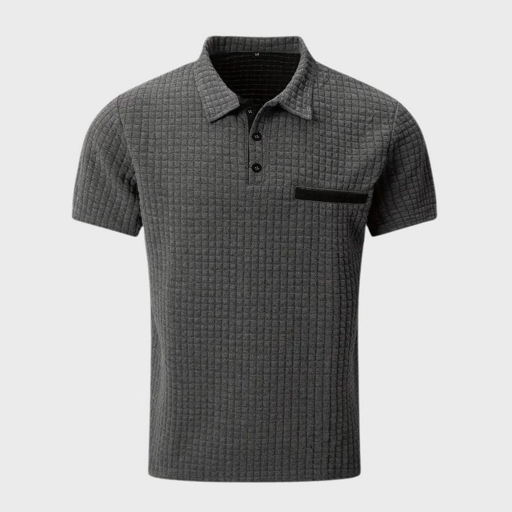 Liam Waffle Polo in Contrast