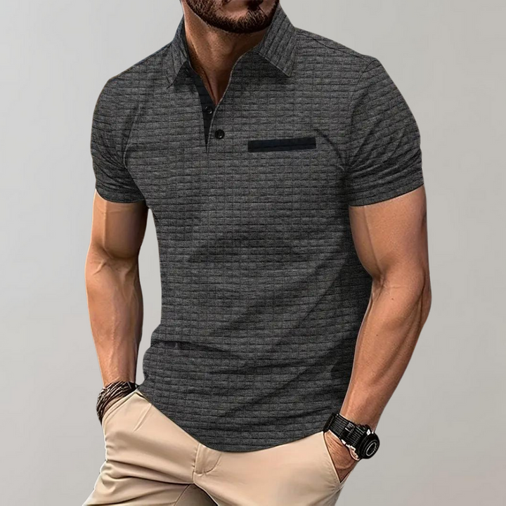 Liam Waffle Polo in Contrast