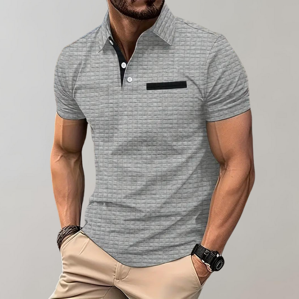 Liam Waffle Polo in Contrast