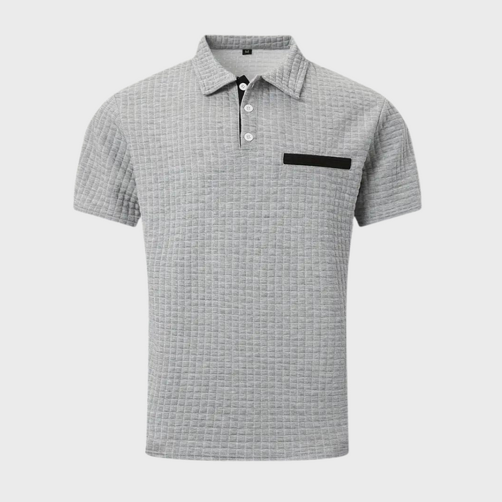 Liam Waffle Polo in Contrast