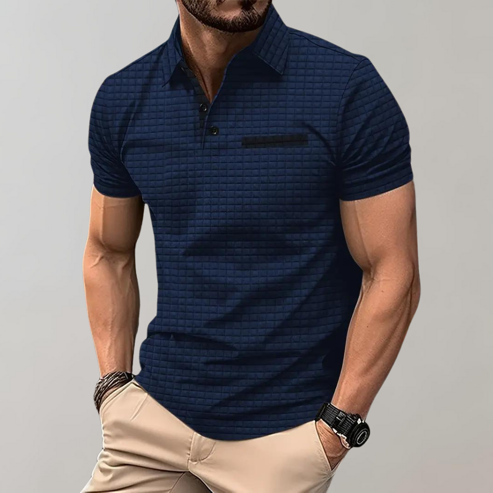 Liam Waffle Polo in Contrast