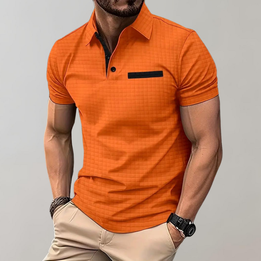 Liam Waffle Polo in Contrast