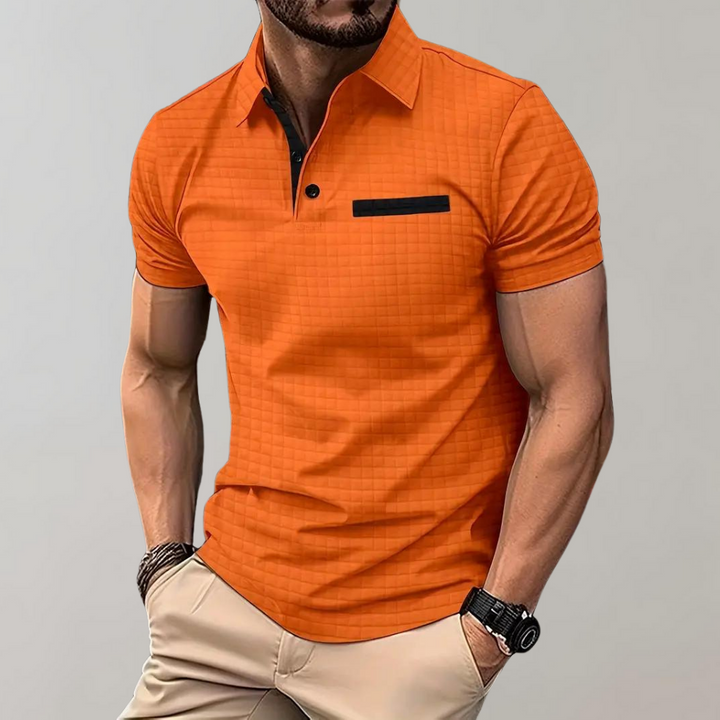 Liam Waffle Polo in Contrast