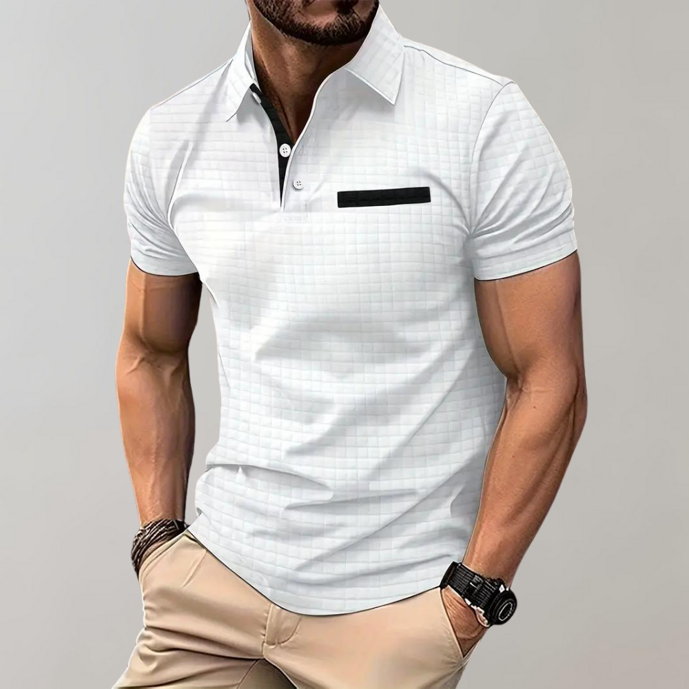 Liam Waffle Polo in Contrast