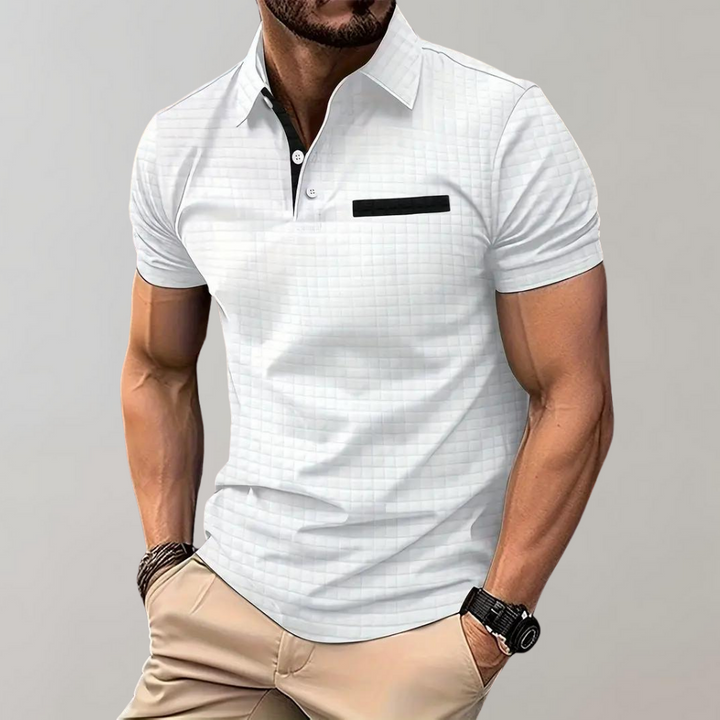 Liam Waffle Polo in Contrast