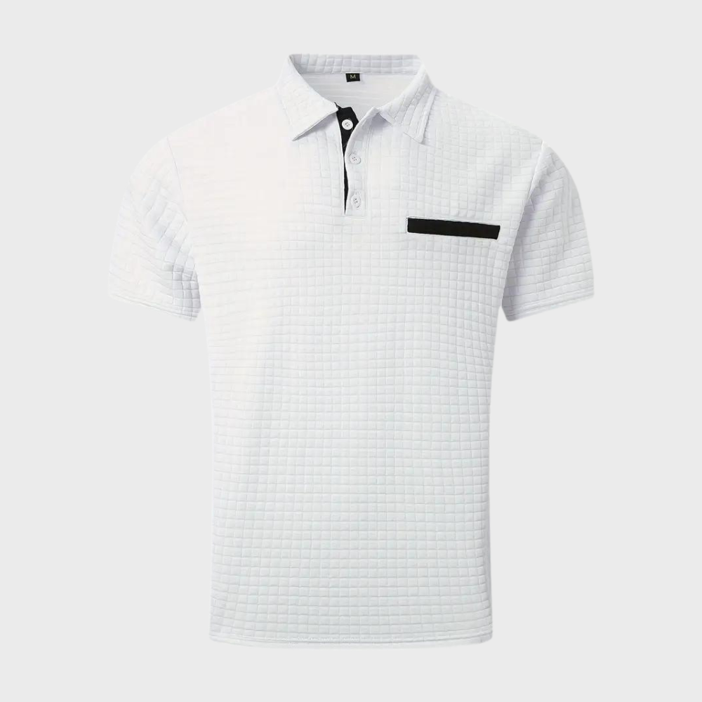 Liam Waffle Polo in Contrast