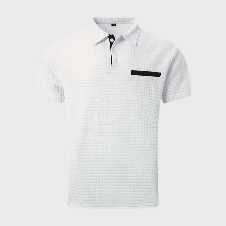 Liam Waffle Polo in Contrast