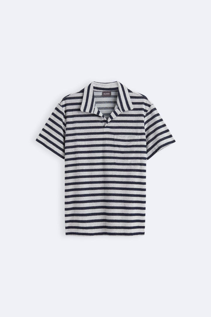 Maritime Striped Knit Polo Shirt
