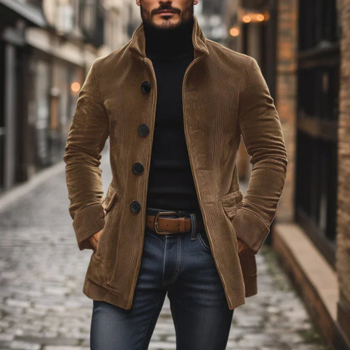 Corduroy Jacket with Sculpted Collar