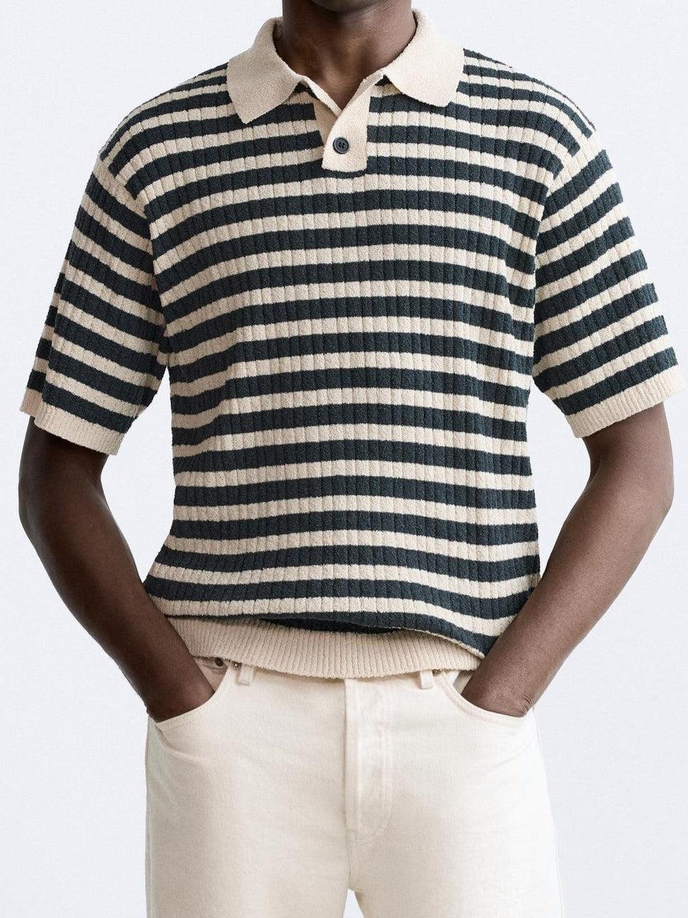 Heritage Stripe Knit Polo Shirt