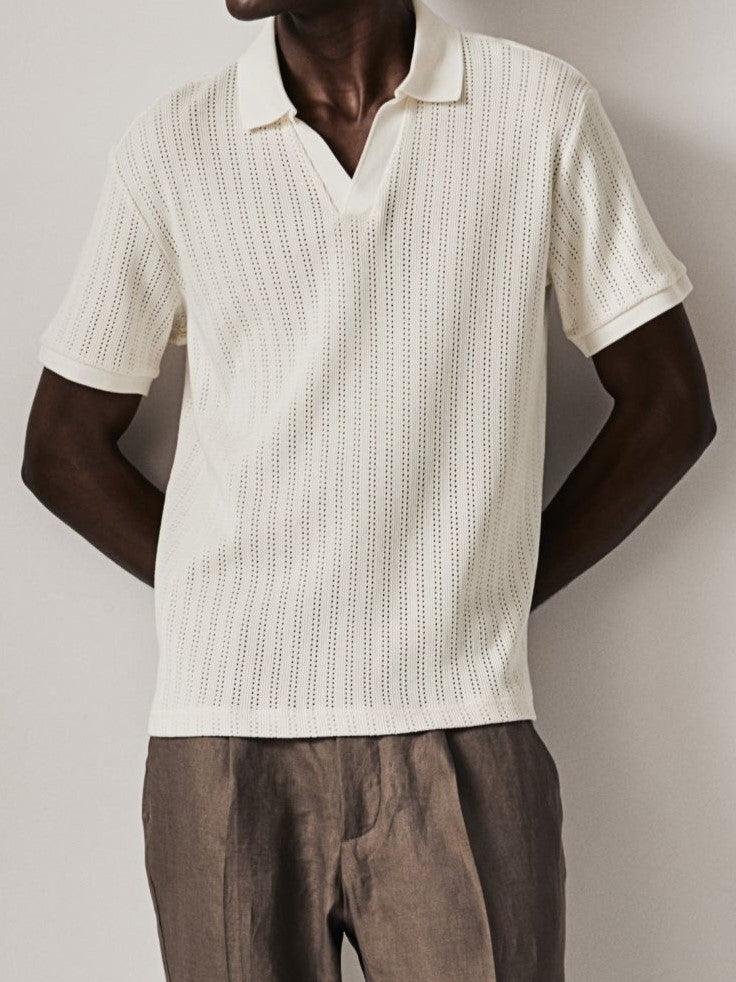 Heritage Knit Polo in Soft Ivory