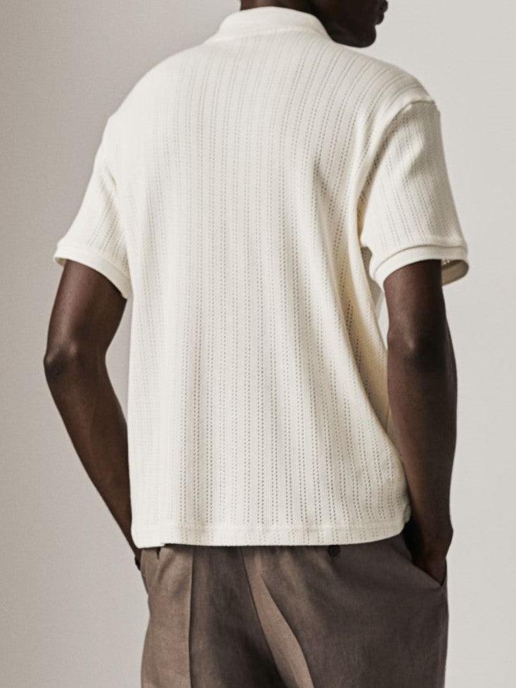 Heritage Knit Polo in Soft Ivory