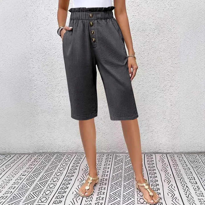 Éloane - Buttoned Linen-Cotton Bermuda Shorts
