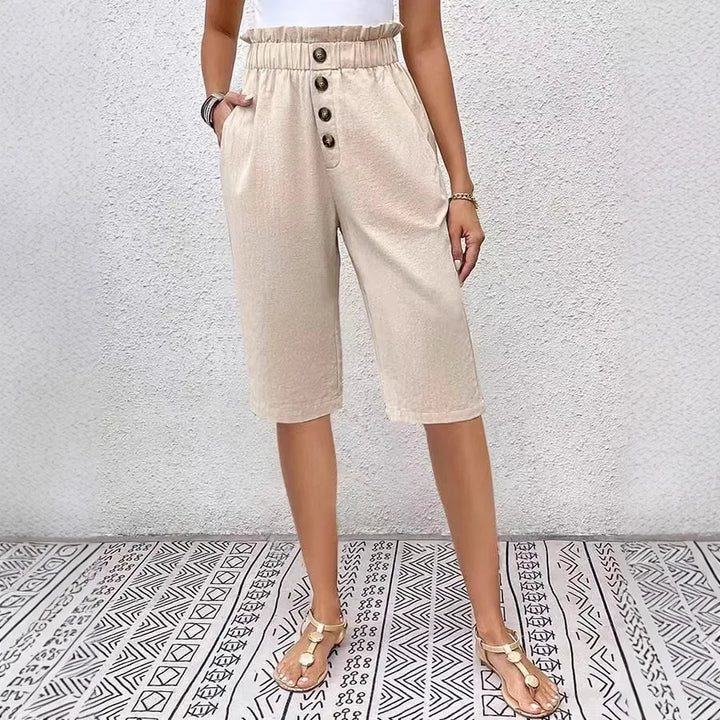 Éloane - Buttoned Linen-Cotton Bermuda Shorts