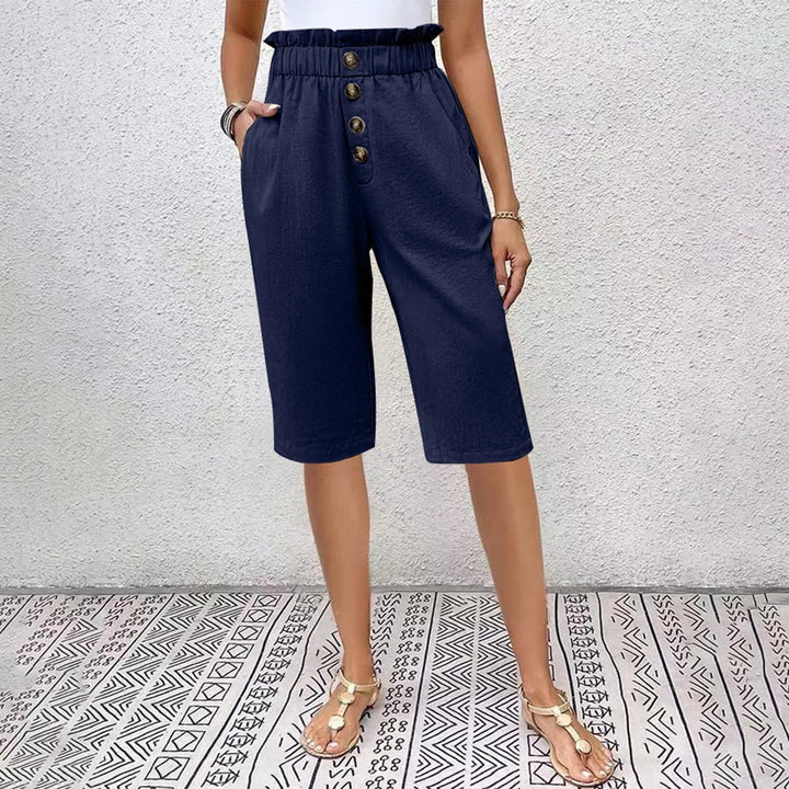 Éloane - Buttoned Linen-Cotton Bermuda Shorts