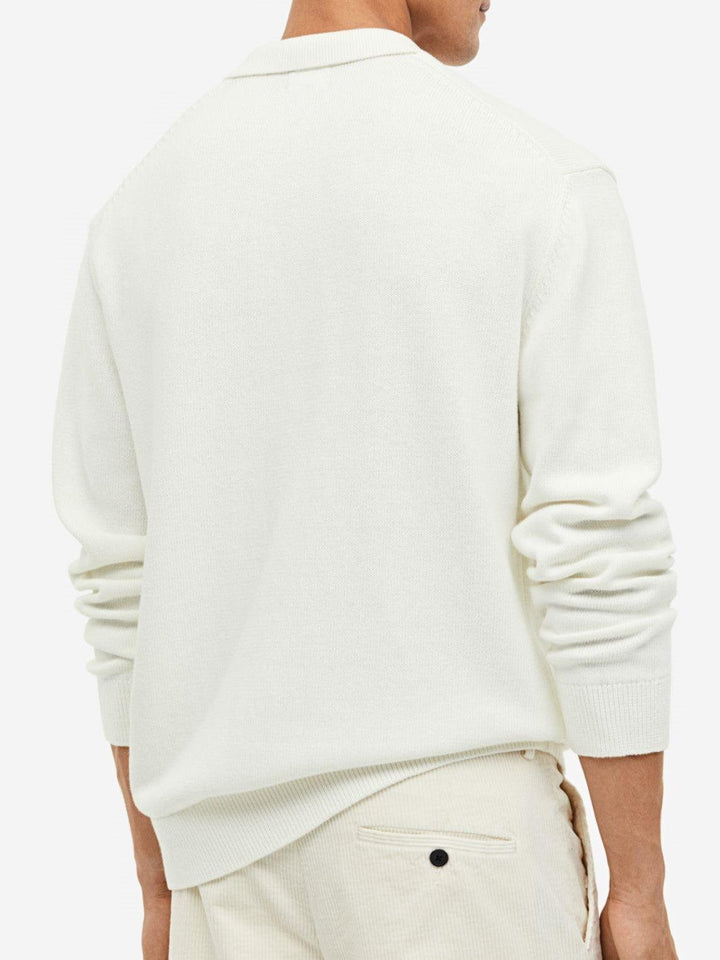 Open Collar Sweater in Soft Wool