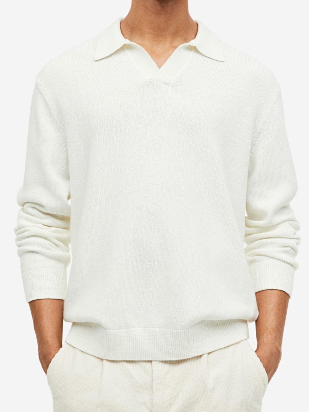 Open Collar Sweater in Soft Wool