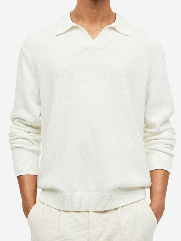 Open Collar Sweater in Soft Wool