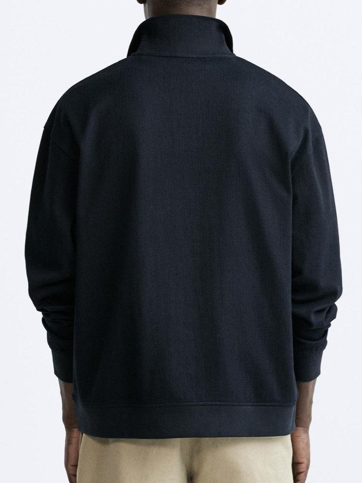 Beige Polo Collar Knit Pullover