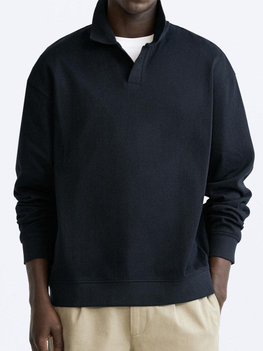 Beige Polo Collar Knit Pullover