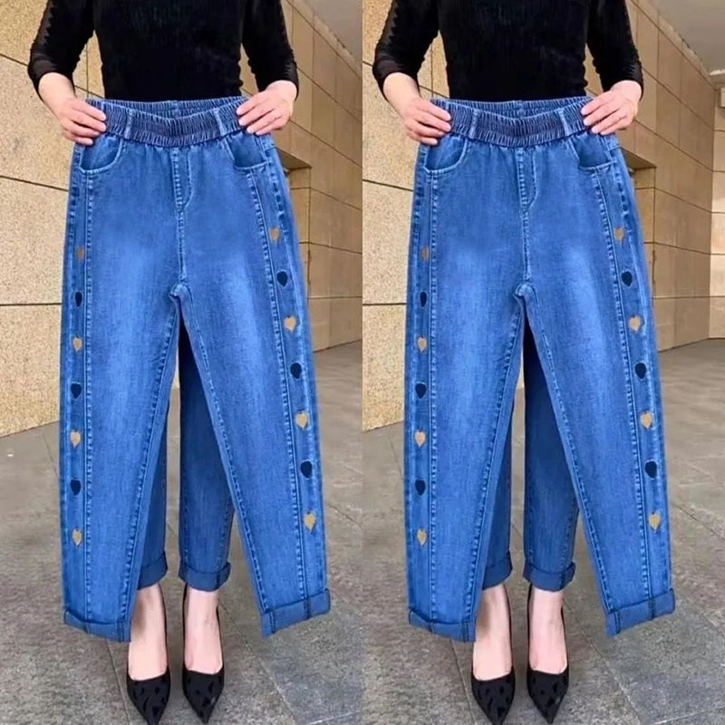Soraya - Elastic Jeans with Embroidery