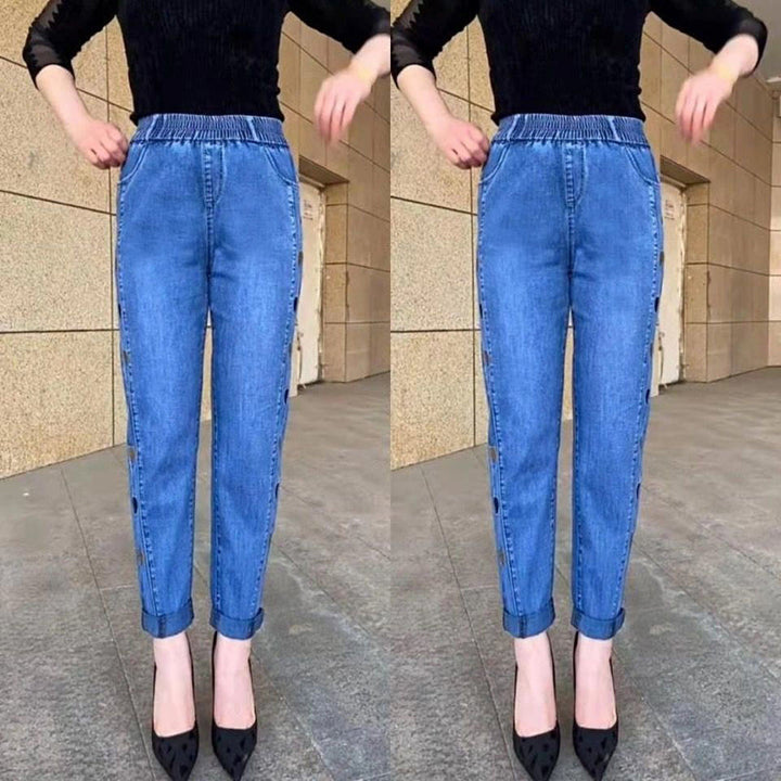 Soraya - Elastic Jeans with Embroidery