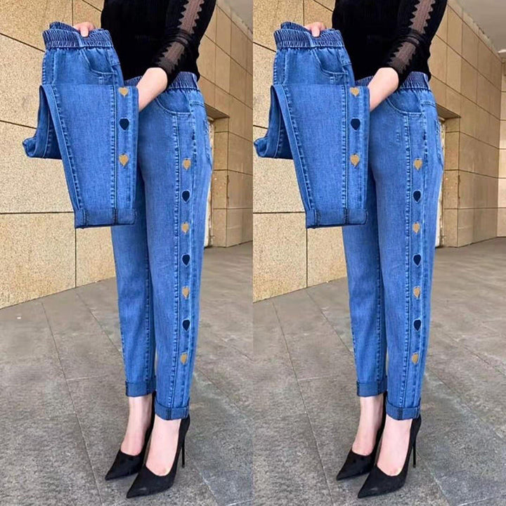 Soraya - Elastic Jeans with Embroidery