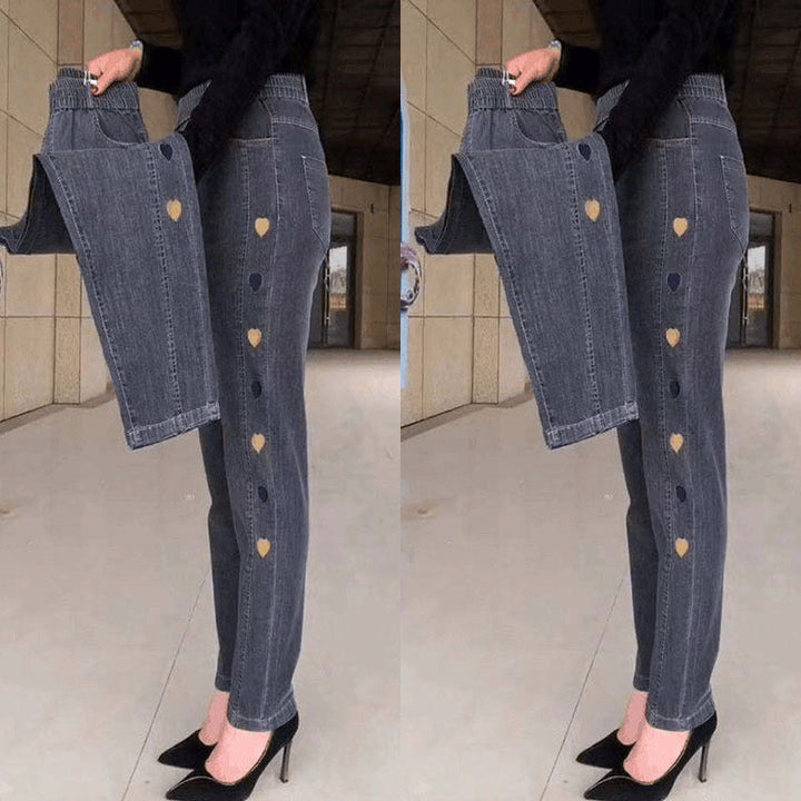 Soraya - Elastic Jeans with Embroidery